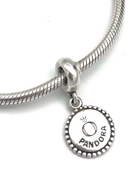 Pandora Logo Dangle Charm Sterling Silver Round